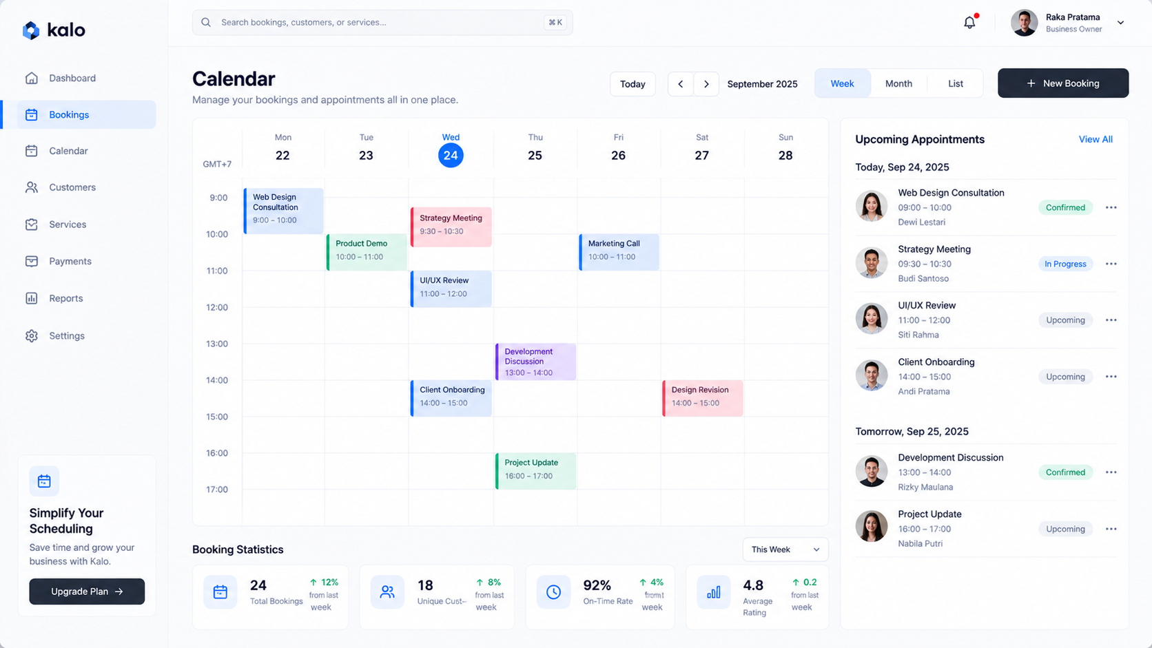 Booking Platform Interface